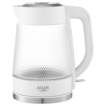 Szklany czajnik elektryczny LED 1,8L z płaską grzałką i filtrem – Adler AD 1306