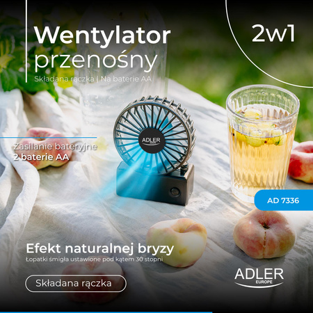 Wentylator przenośny - składany na baterie AA Adler AD 7336