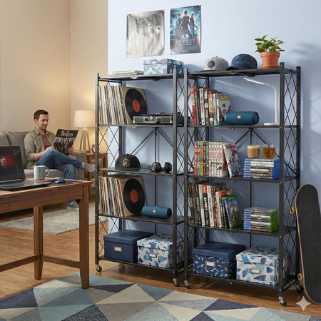 Regał magazynowy składany na kółkach, 5 półek, 100 kg, mobilny Avenido AV 6817