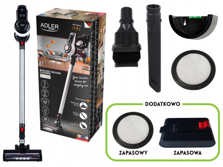 Odkurzacz bezprzewodowy pionowy ręczny 3w1 bezworkowy cyklonowy z elektroszczotką Adler AD 7048
