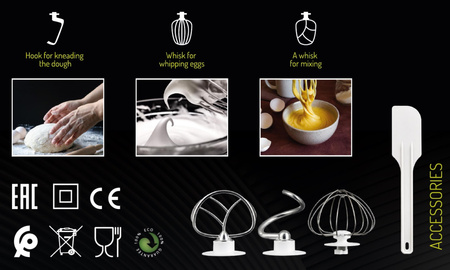 Robot kuchenny planetarny 1200W, biały, wielofunkcyjny - Adler AD 4226