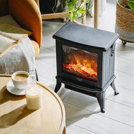 Kominek elektryczny z efektem płomienia, grzejnik elektryczny 1800W, wolnostojący Adler AD 7754