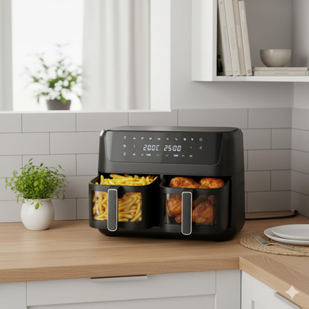 Frytkownica beztłuszczowa 11L, 2 kosze, Air Fryer 2700W, 8 programów Adler AD 6324