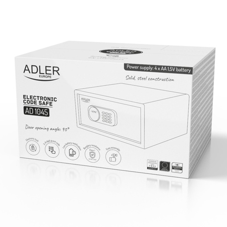 Sejf elektroniczny 14L, zamek silnikowy, 2 rygle, klasa I, stalowy Adler AD 1045