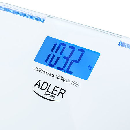 Waga łazienkowa elektroniczna 180 kg, szkło, podświetlenie LED Adler AD 8183