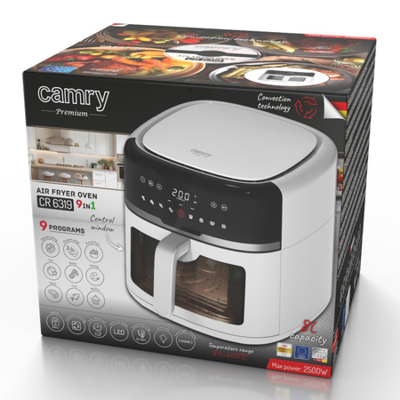 Frytkownica beztłuszczowa Air Fryer, pojemność 8L, 9 programów Camry CR 6319 CR6319