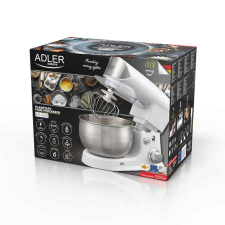 Robot kuchenny planetarny 1200W, biały, wielofunkcyjny - Adler AD 4226