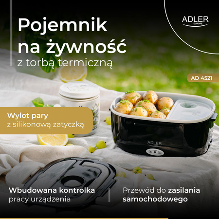 Lunchbox pojemnik podgrzewany na żywność 1L torba termiczna 2 komory Adler AD 4521
