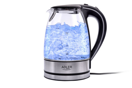 Czajnik elektryczny 1,7L, szklany, z filtrem, blokadą i wskaźnikiem wody, Adler AD 1225