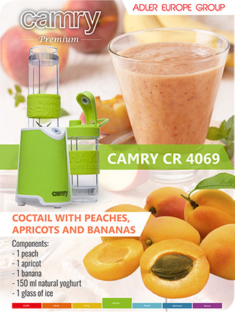 Blender personalny 800W, kruszy lód, 2 butelki, 4 ostrza ze stali Camry CR 4069