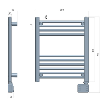 Grzejnik łazienkowy elektryczny 400W, LED, regulacja temp., IP24 Adler AD 7823