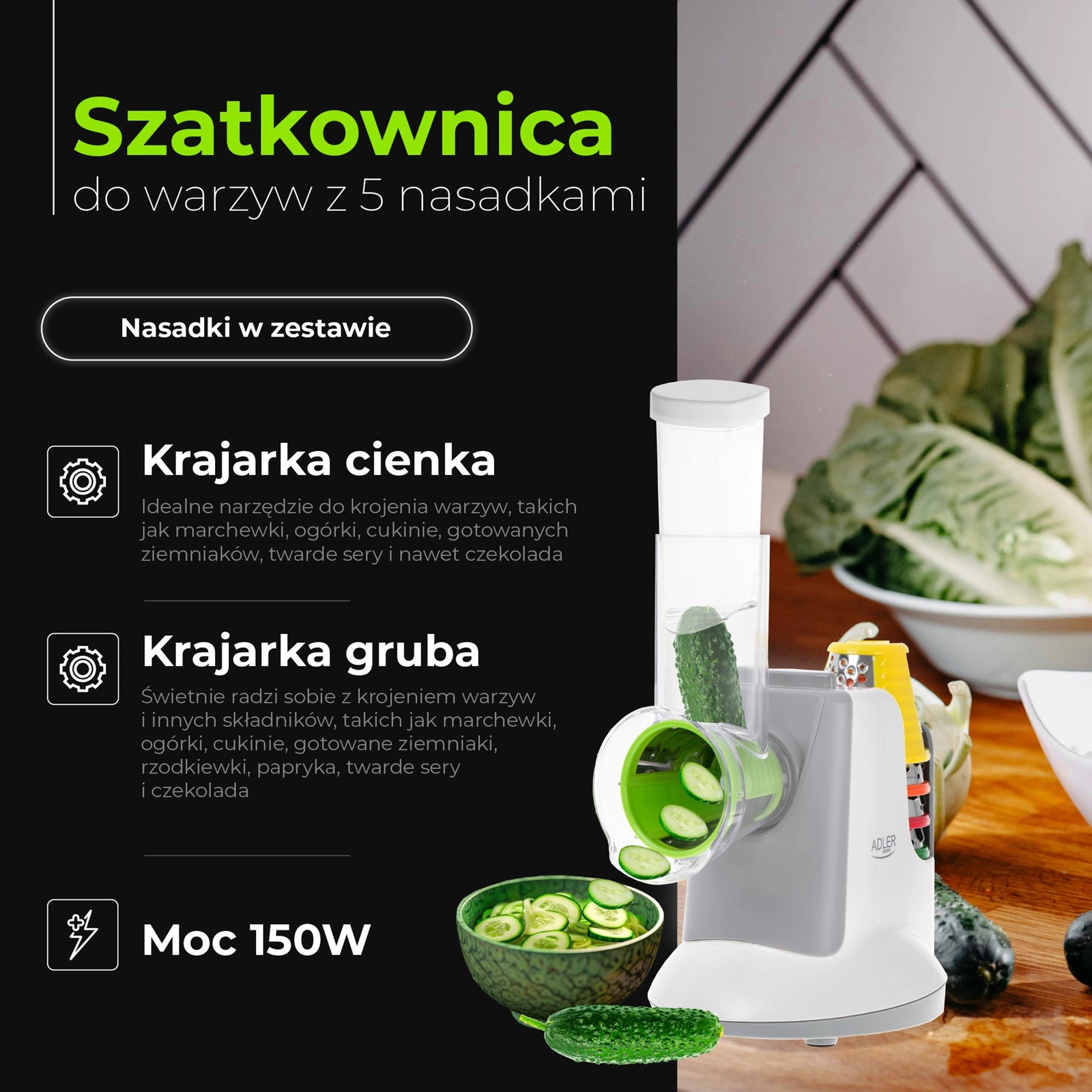 Szatkownica elektryczna Adler AD 4815 - nasadki