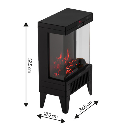 Kominek elektryczny z efektem płomienia, grzejnik elektryczny 2000W, timer pilot Adler AD 7755