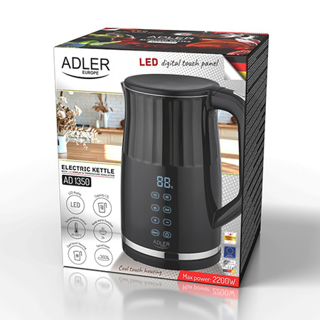 Czajnik elektryczny LED z regulacją temperatury 1.7L - metalowy Adler AD 1350