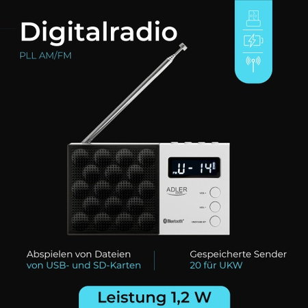 Radio kuchenne cyfrowe PLL AM/FM Adler AD 1908