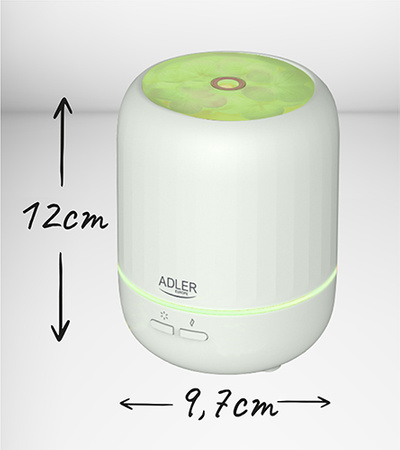 Nawilżacz powietrza ultradźwiękowy, dyfuzor zapachowy 100ml, 7 kolorów, efekt świecy Adler AD 7968