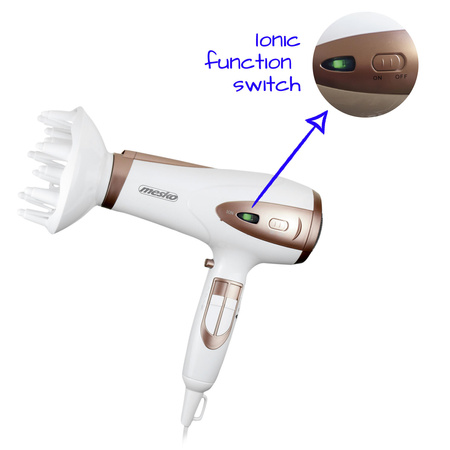 Suszarka do włosów 2400W Z JONIZACJĄ Zimny nawiew + Koncentrator i Dyfuzor MESKO | MS2274