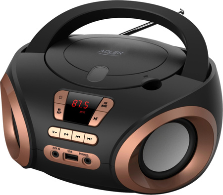 Radio boombox CD MP3, FM, USB, AUX, przenośny Adler AD 1181 BC