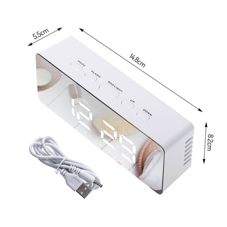 Radiobudzik Biały z Alarmem i Radiem AD 1189 - Adler