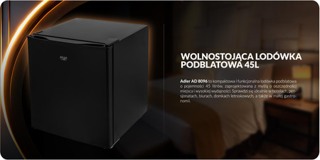 Lodówka podblatowa, pojemność 45L, 6 stopniowa regulacja, wysokość 49,5cm Adler AD 8096b
