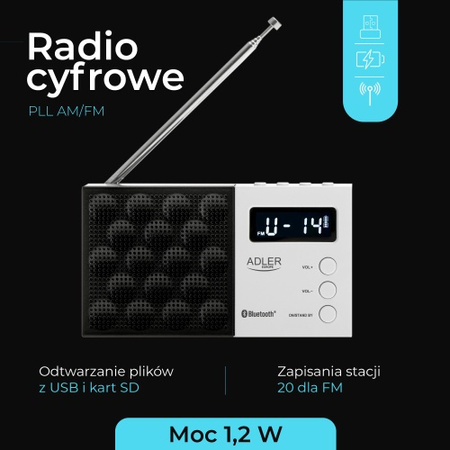 Radio kuchenne cyfrowe PLL AM/FM Adler AD 1908