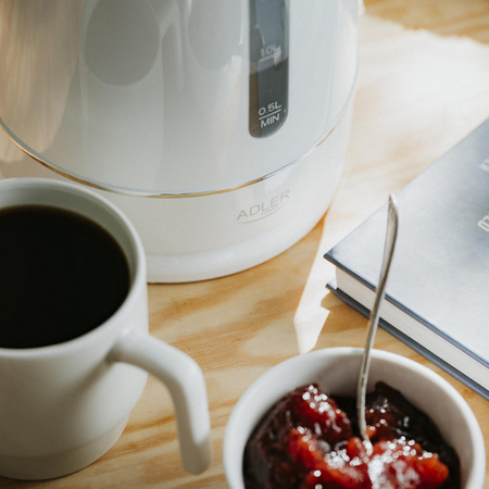 Czajnik elektryczny 2200W, 1.7L, płaska grzałka, filtr antywapienny Adler AD 1385 White