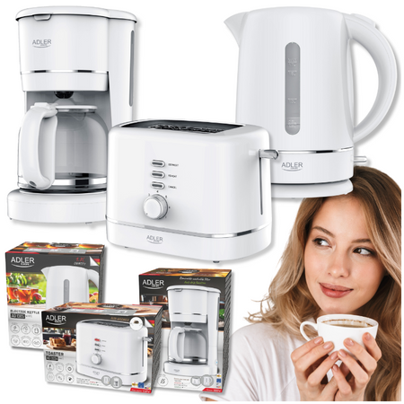 Ekspres przelewowy do kawy + toster + czajnik elektryczny Adler
