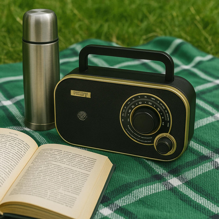 Radio FM/AM, 2W, antena teleskopowa, retro design, 230V/baterie Camry CR 1910g