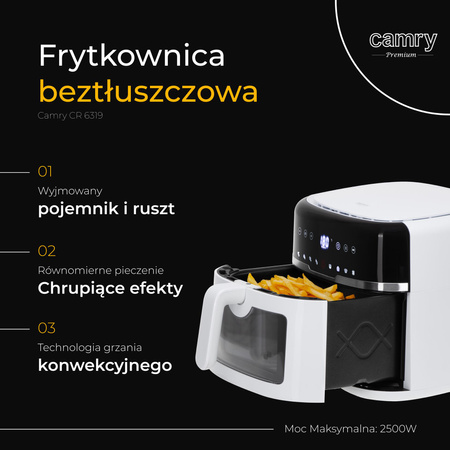 Frytkownica beztłuszczowa Air Fryer, pojemność 8L, 9 programów Camry CR 6319 CR6319