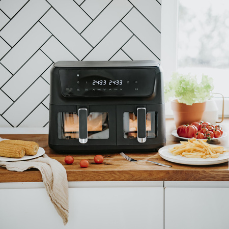 Frytkownica beztłuszczowa 11L, 2 kosze, Air Fryer 2700W, 8 programów Adler AD 6324