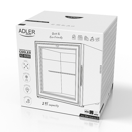 Termoelektryczna lodówka przenośna 28L, kompaktowa i lekka - Adler AD 8088