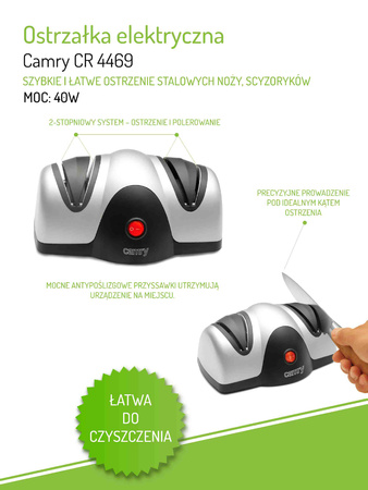 Elektryczna Ostrzałka do Noży, Kompaktowa i Wydajna, Camry CR 4469