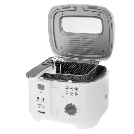 Frytkownica elektryczna, frytownica tłuszczowa 2,5L, 1800W, filtr, wyjmowany pojemnik, ochrona – Mesko MS 4908G