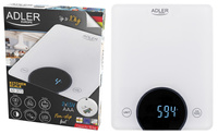 Waga kuchenna elektroniczna 10 kg, 1 g, wyświetlacz LED, hartowane szkło Adler AD 3173