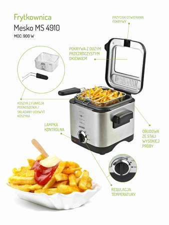 Frytkownica Elektryczna o Mocy 1500W, Pojemność 2L - Mesko MS 4910
