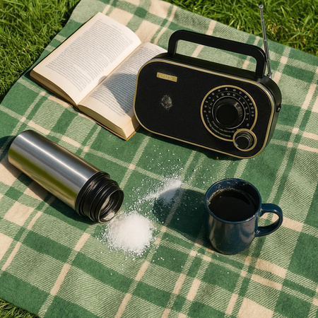 Radio FM/AM, 2W, antena teleskopowa, retro design, 230V/baterie Camry CR 1910g