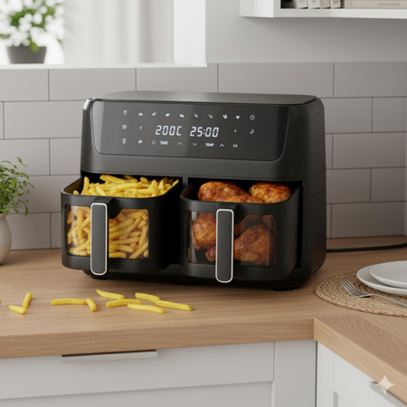 Frytkownica beztłuszczowa 11L, 2 kosze, Air Fryer 2700W, 8 programów Adler AD 6324