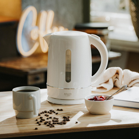 Czajnik elektryczny 2200W, 1.7L, płaska grzałka, filtr antywapienny Adler AD 1385 White