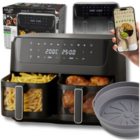 Frytkownica beztłuszczowa 11L, 2 kosze, Air Fryer 2700W, 8 programów Adler AD 6324