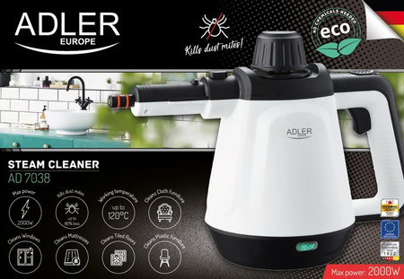 Czyścik Parowy, myjka parowa, parownica  - Skuteczne Czyszczenie, Wysoka Moc Adler AD 7038