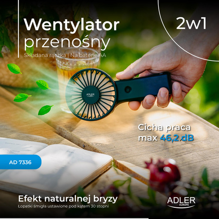 Wentylator przenośny - składany na baterie AA Adler AD 7336