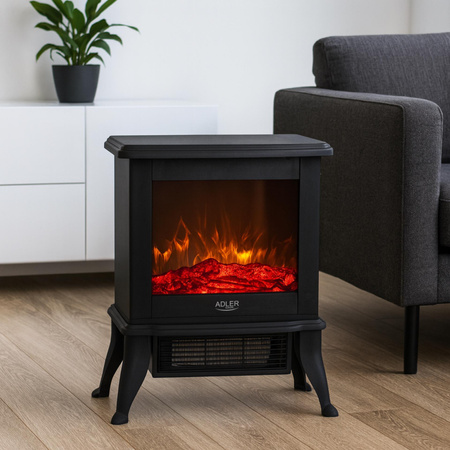 Kominek elektryczny z efektem płomienia, grzejnik elektryczny 1800W, wolnostojący Adler AD 7754