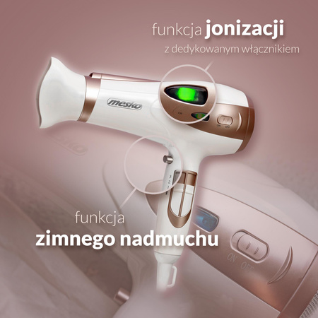 Suszarka do włosów 2400W Z JONIZACJĄ Zimny nawiew + Koncentrator i Dyfuzor MESKO | MS2274