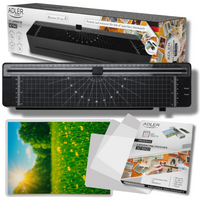 Laminator A3 na gorąco, 300 mm/min, trymer, folie 80-125 mic Adler AD 1042 black