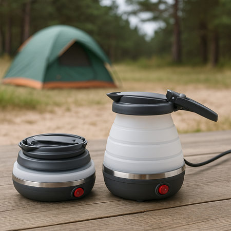 Czajnik turystyczny składany, silikonowy, 0,6 L, 750W, etui w zestawie, Camry CR 1374