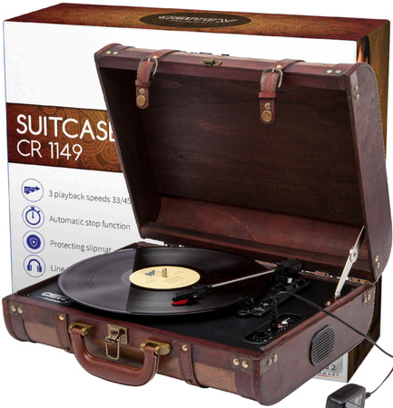 Gramofon Walizkowy Retro z Wbudowanymi Głośnikami, Przenośny, Camry CR 1149