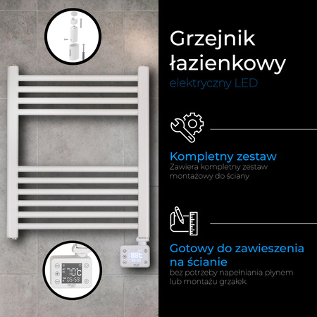 Grzejnik łazienkowy elektryczny 400W, LED, regulacja temp., IP24 Adler AD 7823