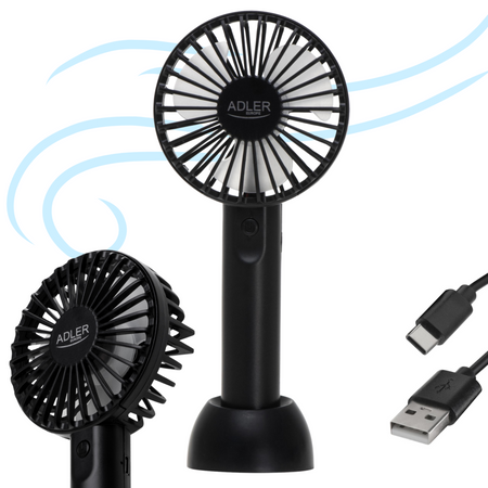 Mini wentylator USB, 3 prędkości, cicha praca, podróżny, biurkowy – Adler AD 7338