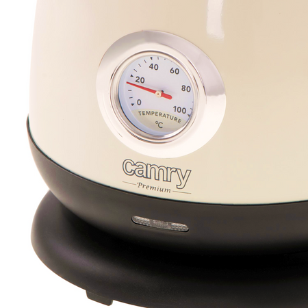 Czajnik metalowy z termometrem 1,7L, 2200W, stal szlachetna, analogowy wskaźnik – Camry CR 1344