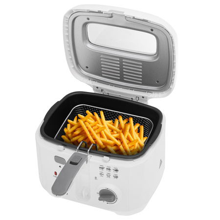 Frytkownica elektryczna, frytownica tłuszczowa 2,5L, 1800W, filtr, wyjmowany pojemnik, ochrona – Mesko MS 4908G